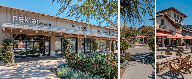 senderomobile Exterior view of a shopping center featuring Nékter Juice Bar, Sendero Animal Hospital